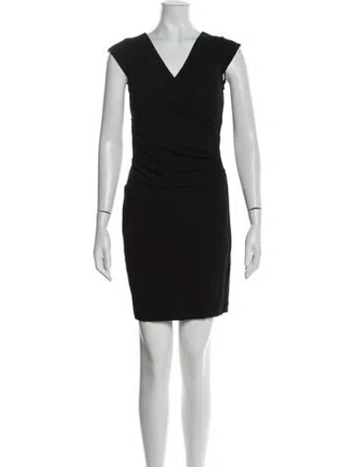 Pre-owned Nicole Miller V-neck Mini Dress In Black