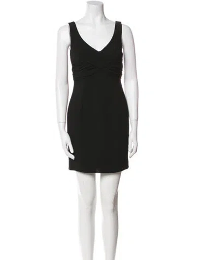 Pre-owned Nicole Miller V-neck Mini Dress In Black