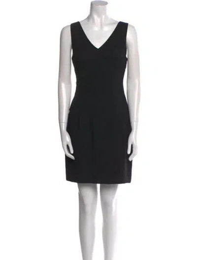 Pre-owned Nicole Miller V-neck Mini Dress In Black