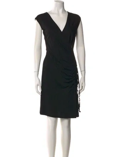 Pre-owned Nicole Miller V-neck Mini Dress In Black