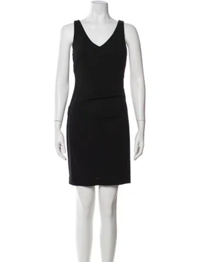 Pre-owned Nicole Miller V-neck Mini Dress In Black