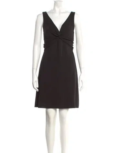 Pre-owned Nicole Miller V-neck Mini Dress In Black