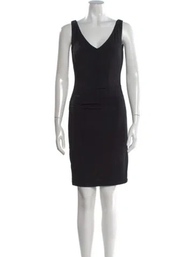 Pre-owned Nicole Miller V-neck Mini Dress In Black