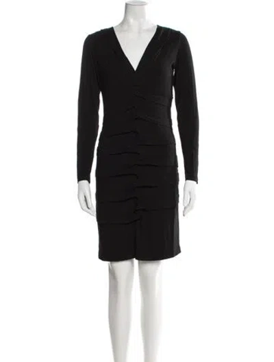 Pre-owned Nicole Miller V-neck Mini Dress In Black