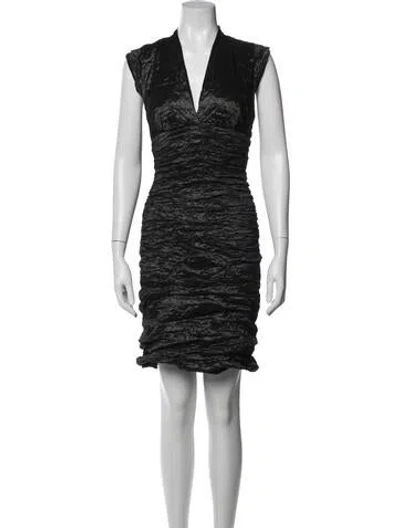 Pre-owned Nicole Miller V-neck Mini Dress In Black