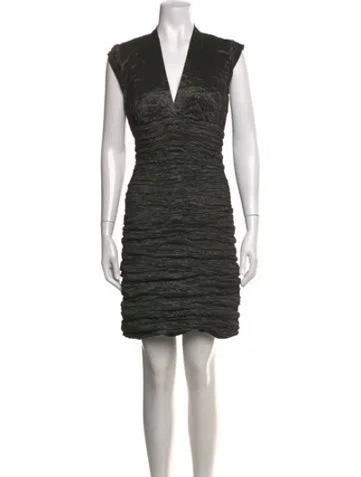 Pre-owned Nicole Miller V-neck Mini Dress In Black