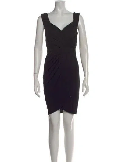 Pre-owned Nicole Miller V-neck Mini Dress In Black