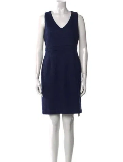 Pre-owned Nicole Miller V-neck Mini Dress In Blue