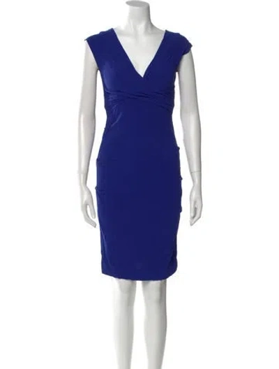 Pre-owned Nicole Miller V-neck Mini Dress In Blue