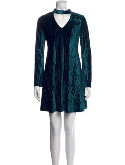 Pre-owned Nicole Miller V-neck Mini Dress In Blue