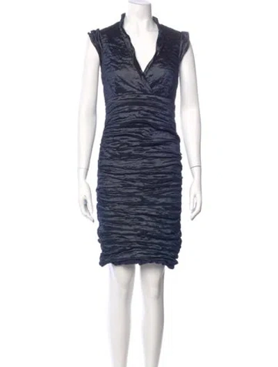 Pre-owned Nicole Miller V-neck Mini Dress In Blue