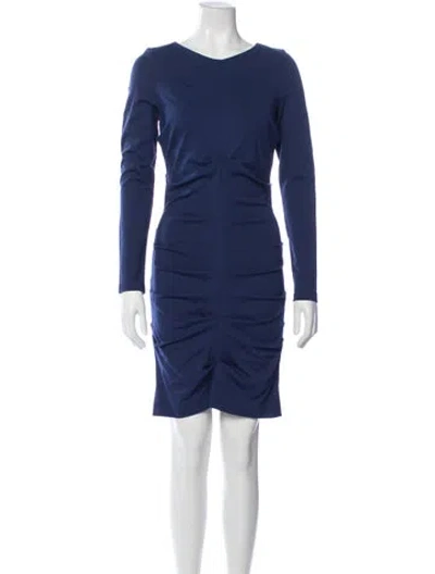 Pre-owned Nicole Miller V-neck Mini Dress In Blue