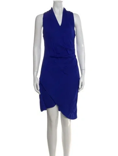 Pre-owned Nicole Miller V-neck Mini Dress In Blue