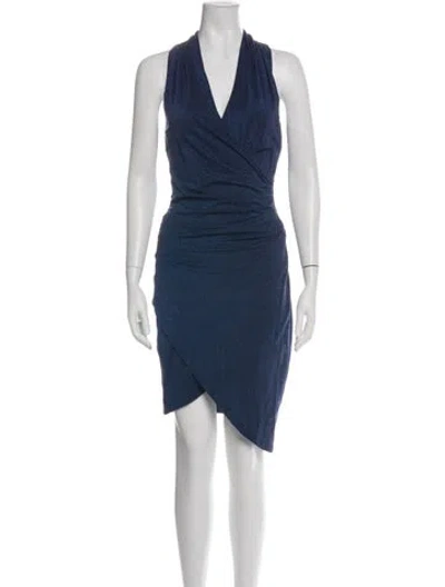 Pre-owned Nicole Miller V-neck Mini Dress In Blue