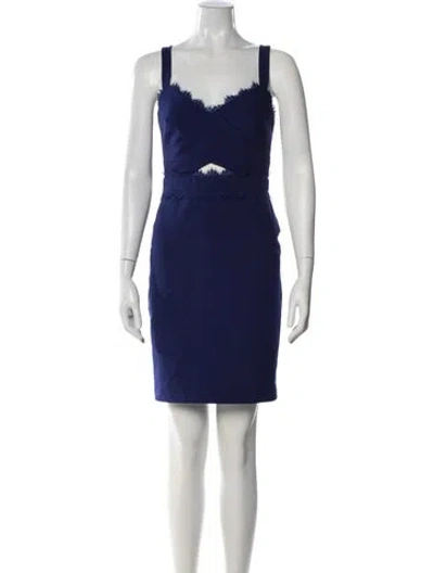 Pre-owned Nicole Miller V-neck Mini Dress In Blue