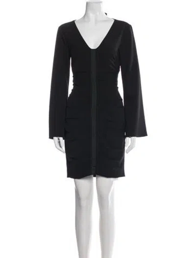 Pre-owned Nicole Miller V-neck Mini Dress In Blue