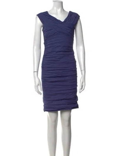 Pre-owned Nicole Miller V-neck Mini Dress In Blue