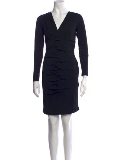 Pre-owned Nicole Miller V-neck Mini Dress In Blue