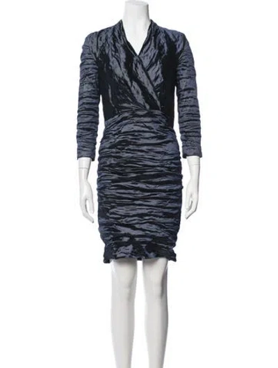 Pre-owned Nicole Miller V-neck Mini Dress In Blue