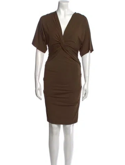 Pre-owned Nicole Miller V-neck Mini Dress In Brown