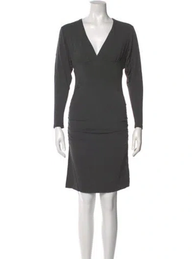 Pre-owned Nicole Miller V-neck Mini Dress In Gray
