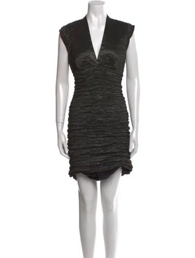 Pre-owned Nicole Miller V-neck Mini Dress In Gray