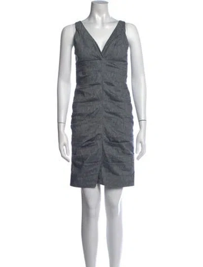 Pre-owned Nicole Miller V-neck Mini Dress In Gray