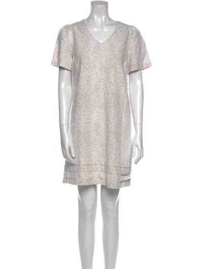 Pre-owned Nicole Miller V-neck Mini Dress In Neutral