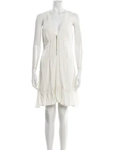 Pre-owned Nicole Miller V-neck Mini Dress In Neutral