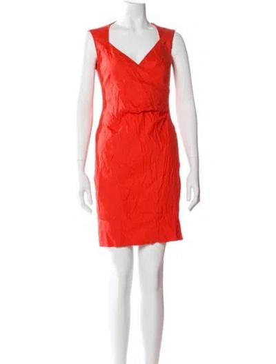 Pre-owned Nicole Miller V-neck Mini Dress In Orange