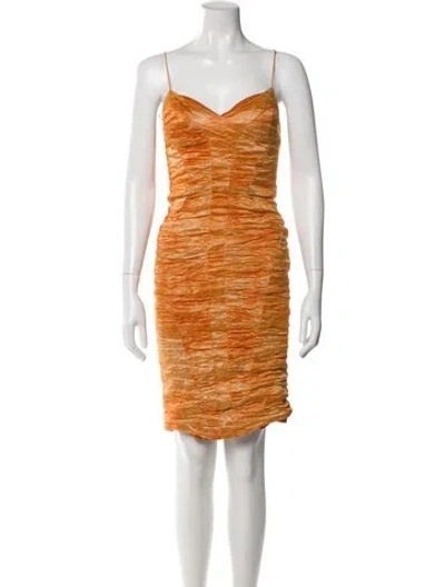 Pre-owned Nicole Miller V-neck Mini Dress In Orange