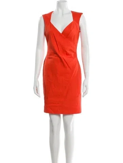 Pre-owned Nicole Miller V-neck Mini Dress In Orange