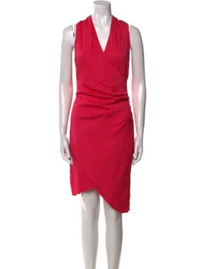 Pre-owned Nicole Miller V-neck Mini Dress In Pink