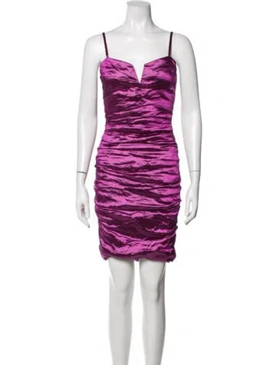 Pre-owned Nicole Miller V-neck Mini Dress In Pink