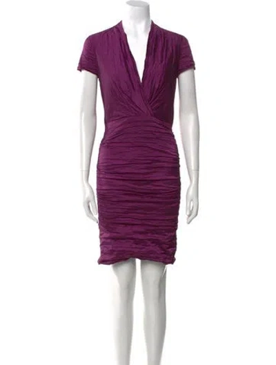 Pre-owned Nicole Miller V-neck Mini Dress In Purple