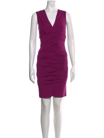 Pre-owned Nicole Miller V-neck Mini Dress In Purple