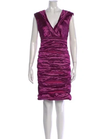 Pre-owned Nicole Miller V-neck Mini Dress In Purple