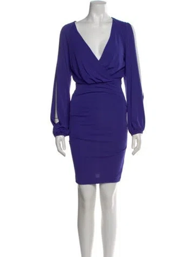 Pre-owned Nicole Miller V-neck Mini Dress In Purple