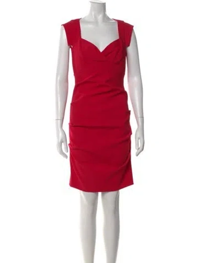 Pre-owned Nicole Miller V-neck Mini Dress In Red