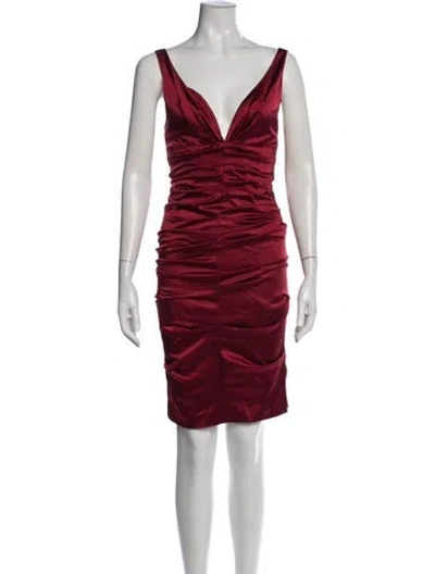 Pre-owned Nicole Miller V-neck Mini Dress In Red
