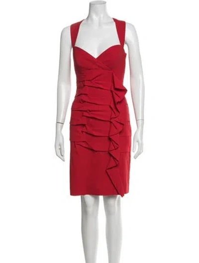 Pre-owned Nicole Miller V-neck Mini Dress In Red