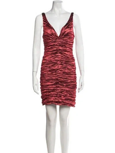 Pre-owned Nicole Miller V-neck Mini Dress In Red