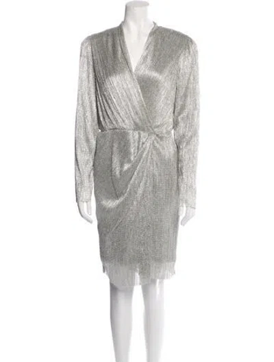 Pre-owned Nicole Miller V-neck Mini Dress W/ Tags In Silver