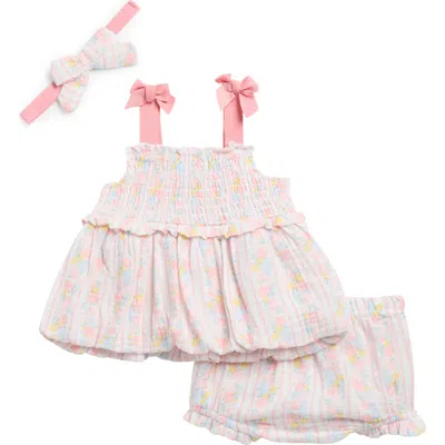 Nicole Miller Babies'  Wallpaper Floral Dress, Bloomers & Headband Set In Multi