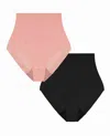 Nicole Miller Women's 2-pack Scuba Shaping Briefs In Black & Café Latte In Black