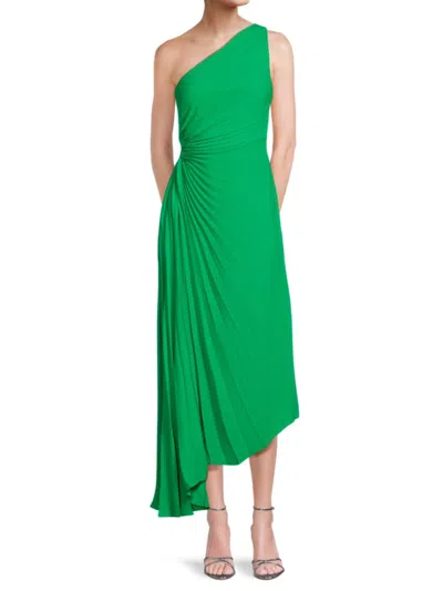 Nicole Miller Women's Accordion Pleated Cutout Midi Dress In Lily Pad