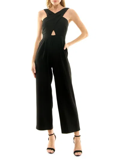 Nicole Miller Women's Crisscross Wide Leg Jumpsuit In Black