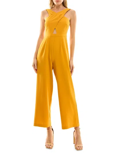 Nicole Miller Women's Crisscross Wide Leg Jumpsuit In Golden Orange