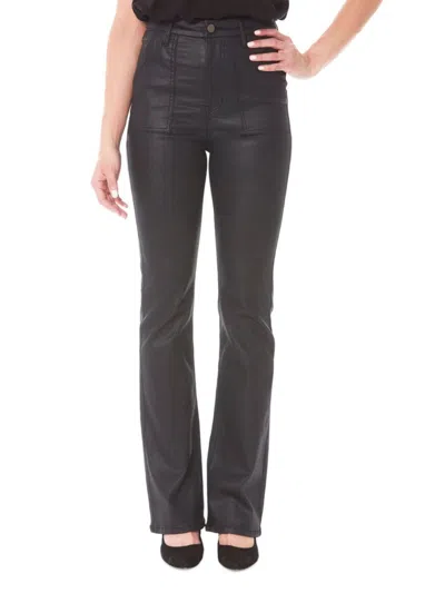 Nicole Miller Babies' Women's Glisten High Rise Coated Bootcut Jeans In Black