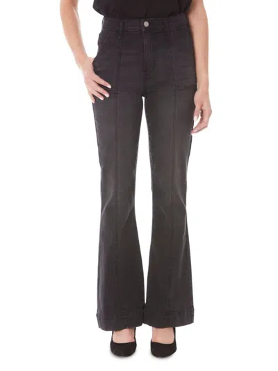 Nicole Miller Babies' Women's High Rise Cargo Flare Jeans In Black